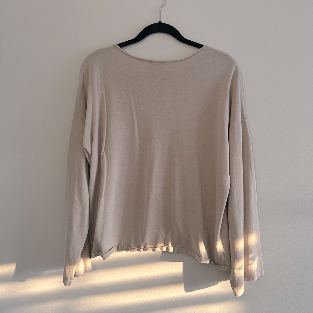 Babaton Beige Cotton Modal Loose Oversized Long Sleeve - Picture 4 of 7